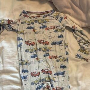 Magnetic Me White Footie with Red, Blue, Yellow Car Print